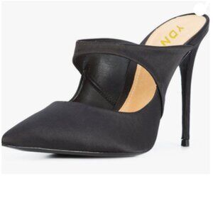 YDN Black Pointy Toe High Heel Mules Slip on Clogs Stiletto Slide Sandals Shoes